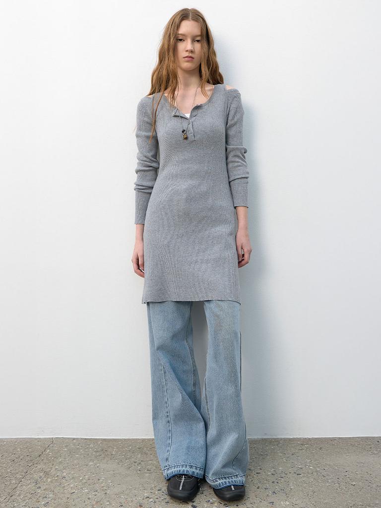 Atelier Nine Shoulder Cutout Knit Dress (Op-6313)