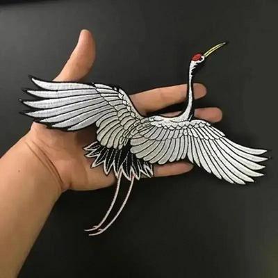 DIY Вышивка Тканевая Наклейка Белый Лебедь Красношапочный Журавль Нашивка Аппликации Для Одежды Приутюживаемая Нашивка Нашивки Для Одежды