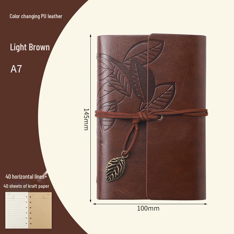 Retro Leaf Ring-Bound Travel Journal Notebook