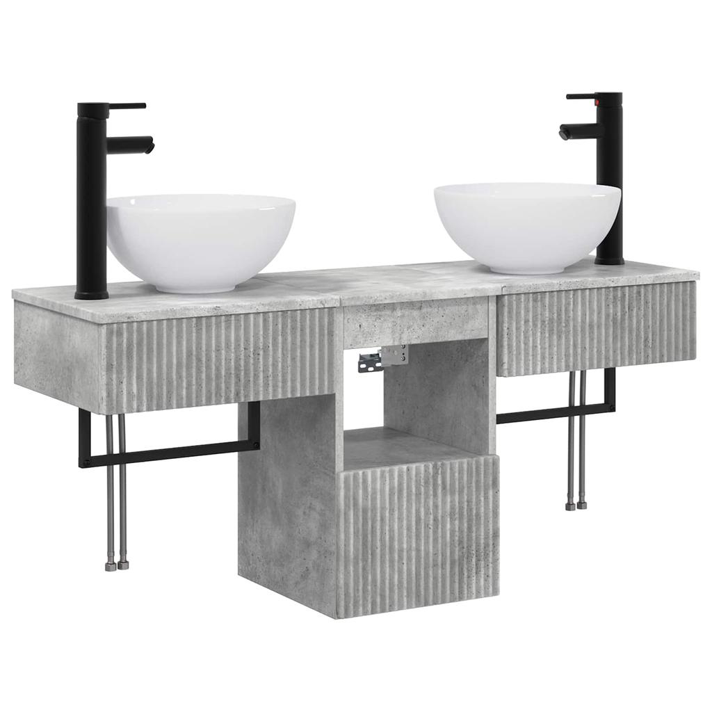 Bathroom Furniture Set 3 pcs Concrete Grey Engineered Wood