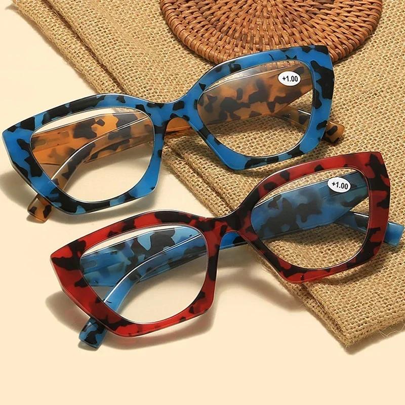 Модные очки для чтения «кошачий глаз» с защитой от синего света, роскошный дизайн, женские очки для пресбиопии, нейтральные модные очки до +4.0