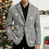 Мужская осенне-зимняя куртка в стиле business casual с длинным рукавом, с вырезом на лацкане, с рождественским принтом, галстук в комплект не входит