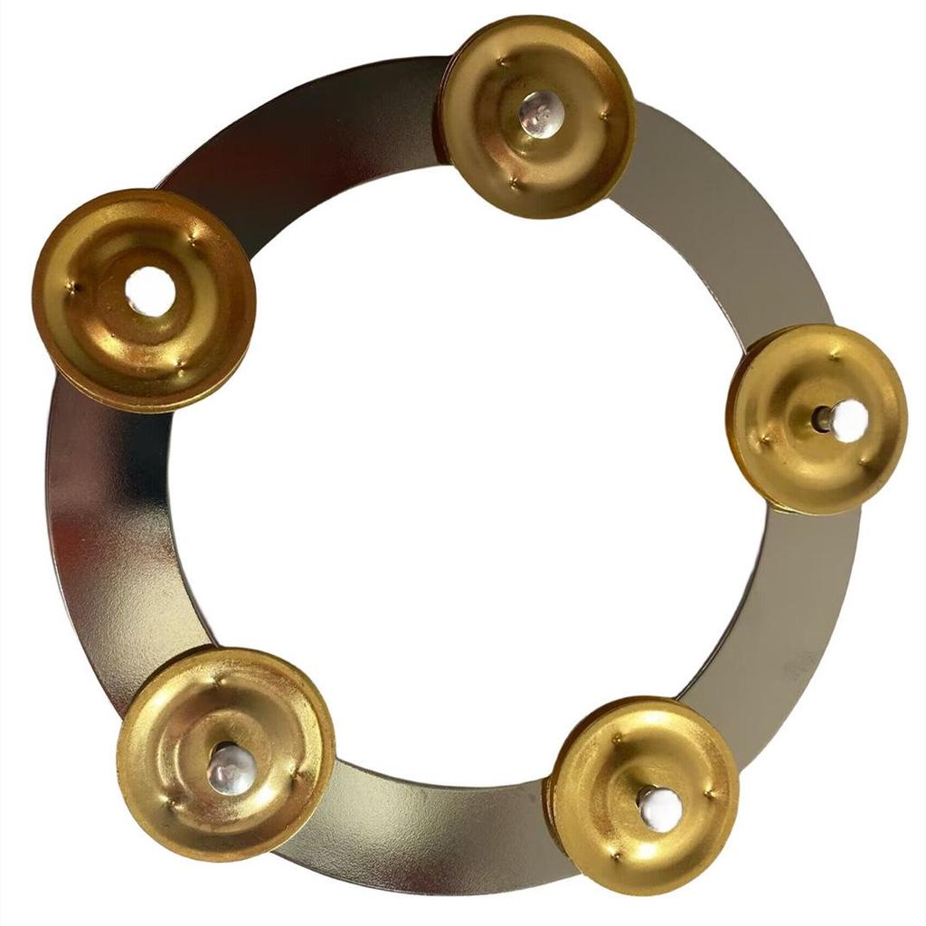 Cymbal Rhythm Bell with Gold Steel Ring and Shaker Effect - Companion Pedal Included
