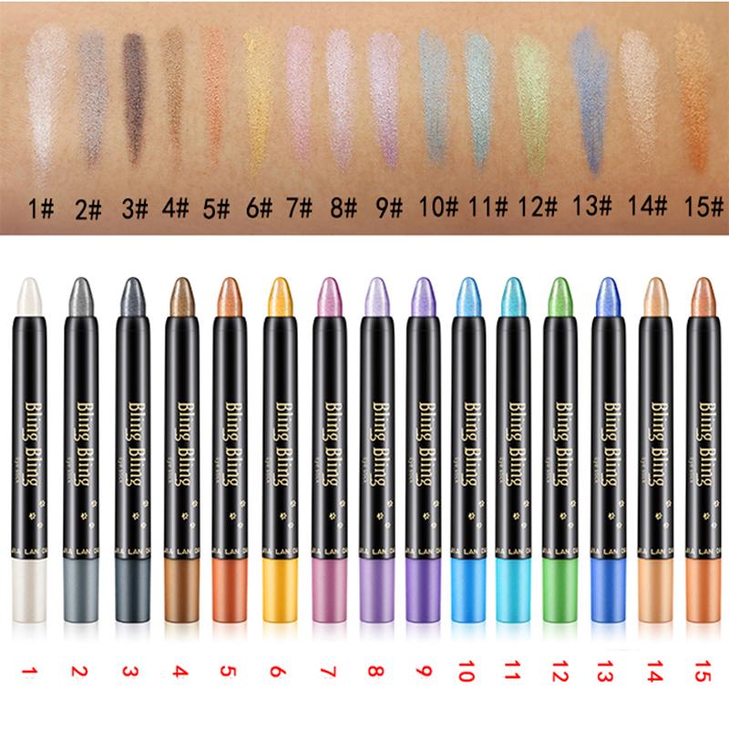 Водостойкие перламутровые тени для век, карандаш-карандаш, 15 цветов, стойкий блеск, мерцающие тени для век, ручка-подводка для глаз, инструменты для макияжа глаз