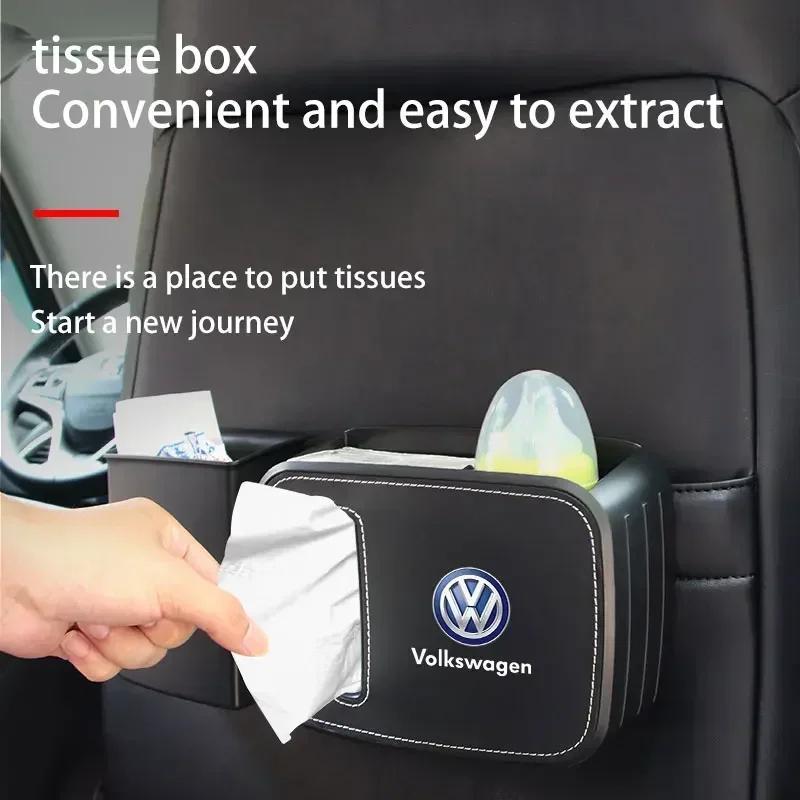 For VOLKSWAGEN VW 2025 For VW POLO Car interior High-quality car tissue box leather storage box For Volkswagen VW Tiguan Jetta P BHW1