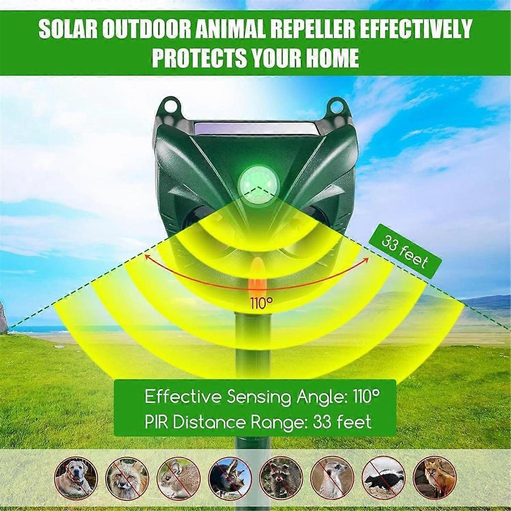 2PCS Outdoor Animal Repellent Solar Repellent Devices Ultrasonic Cat Repellent Deterrent Repellent Skunk Repelent