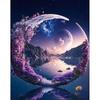 Adult DIY 5D Diamond Painting Set Diamond Art Purple Moon Diamond Painting Full Diamond Embroidery Craft Set Home Wall D