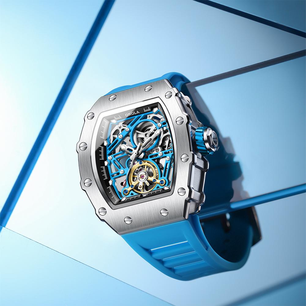 Новый стиль Helm Flywheel Hollow высококачественные двухсторонние полностью автоматические механические часы для мужчин с черной молотковой модной задней частью