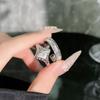 Antique rhombus star brushed individual opening ring, female star ribbed light neutral wind simple and versatile couple ring