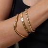 SHIXIN Classic 18K Gold Plated Inlay Shiny Zircon Cuff Open Bangles Women Stainless Steel Stackable Bracelets Waterproof Jewelry