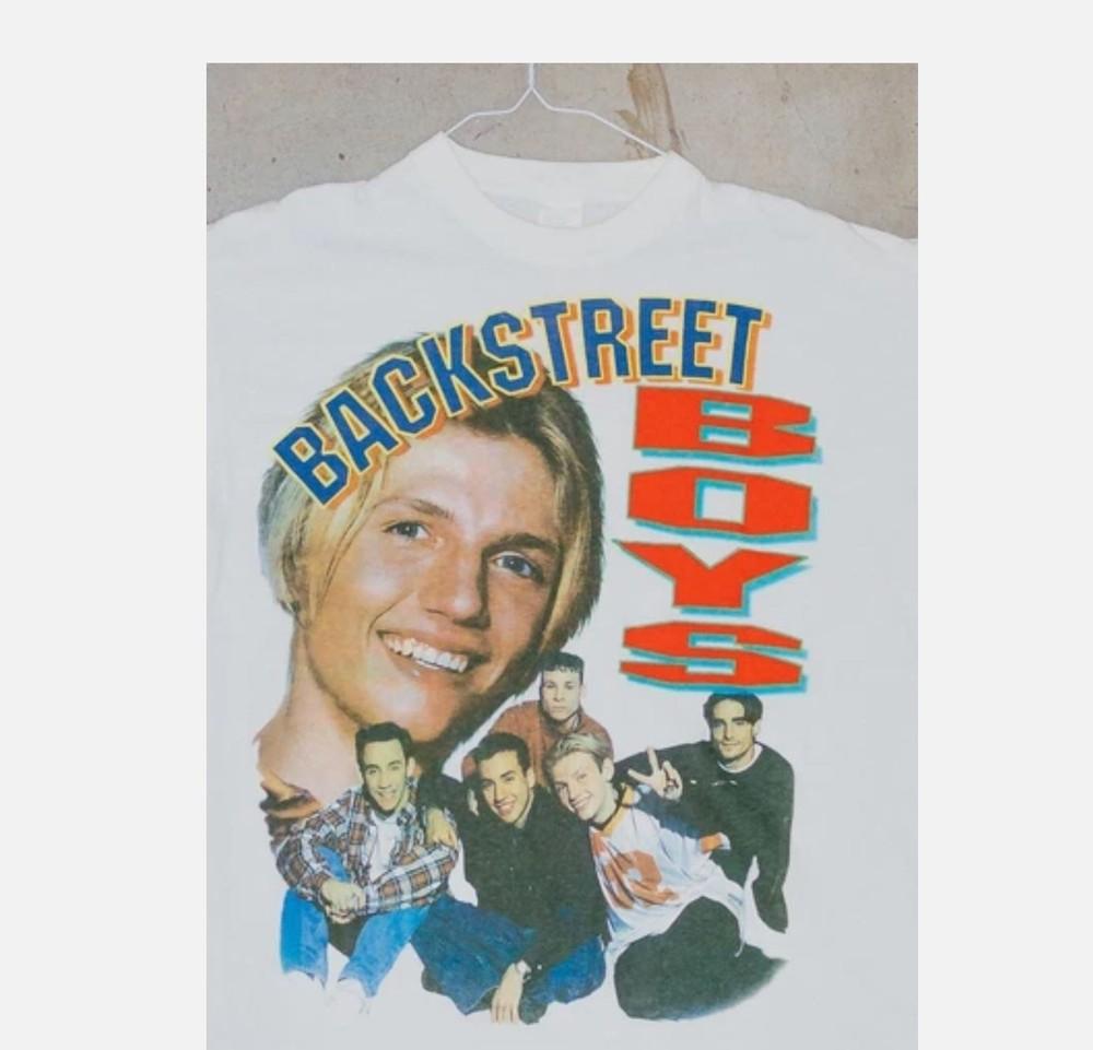 Vtg Nick Carter And Backstreet Boys Band Members Cotton White Shirt