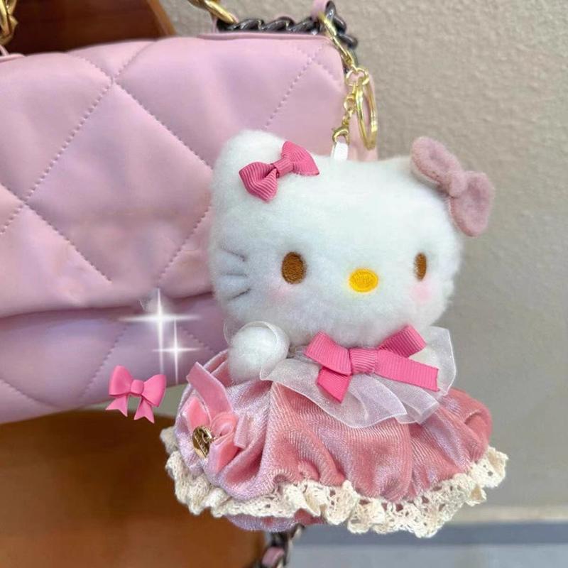 Милый брелок Hello Kitty от Sanrio Кавайная Мультяшная Подвеска для Школьной Сумки Украшение Плюшевая Кукла Игрушка Праздничные Подарки