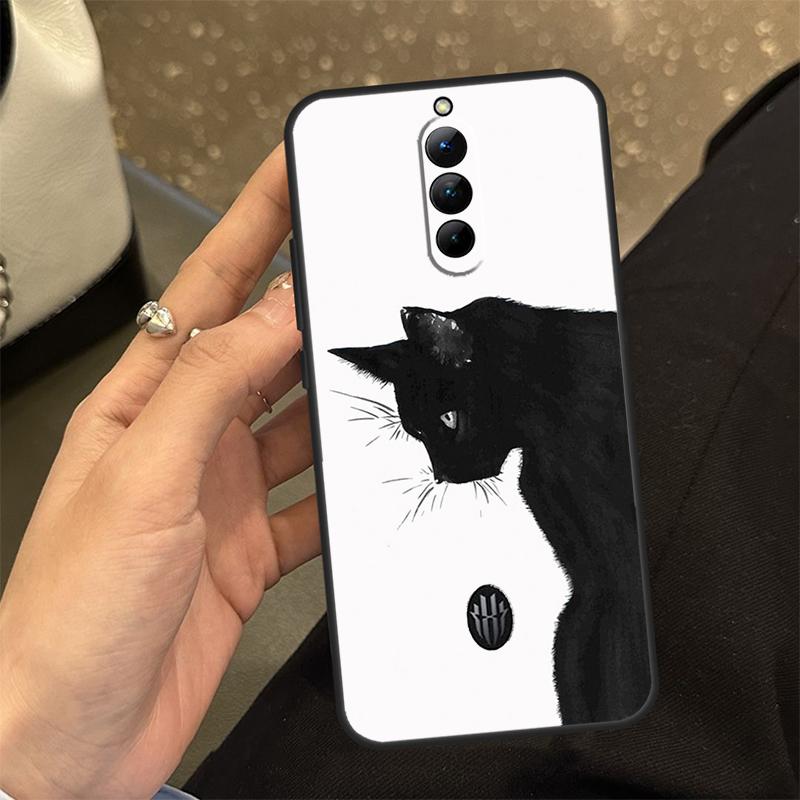 Черный Кошачий Лицо Китти Чехол Для ZTE Nubia RedMagic 6 7 6S 7S Pro 5G 6R RedMagic 10 Air 9 8 8S 9S 10S Pro Plus Обложка