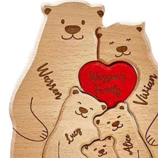 1 комплект деревянного медведя, семейного пазла, орнамента, любви, сердца, обнимающего мать и отца