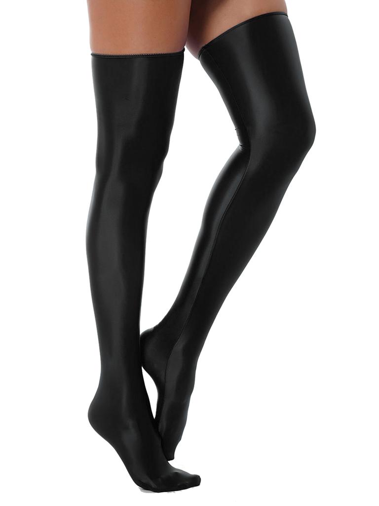 Female Lingerie Over Knee Socks Thigh High Stockings Solid Oil Shiny Smooth Elastic Stockings Women Knee High Socks