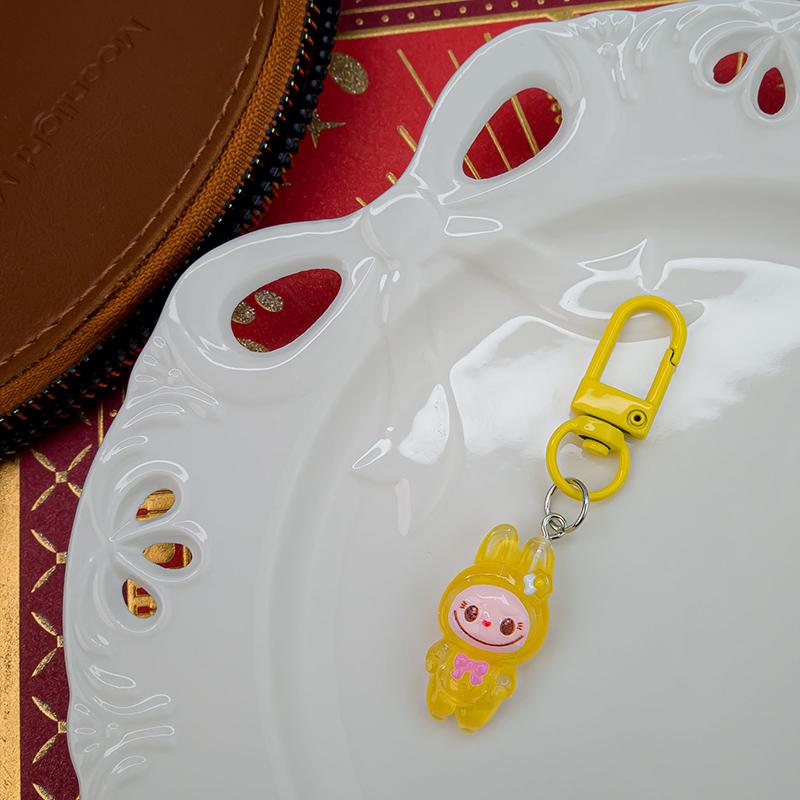 5Pcs Cartoon Kawaii Flower Labubu Keychain Pendant  Funny Car Keyring Exquisite Cute Backpack Decoration Accessories Gift