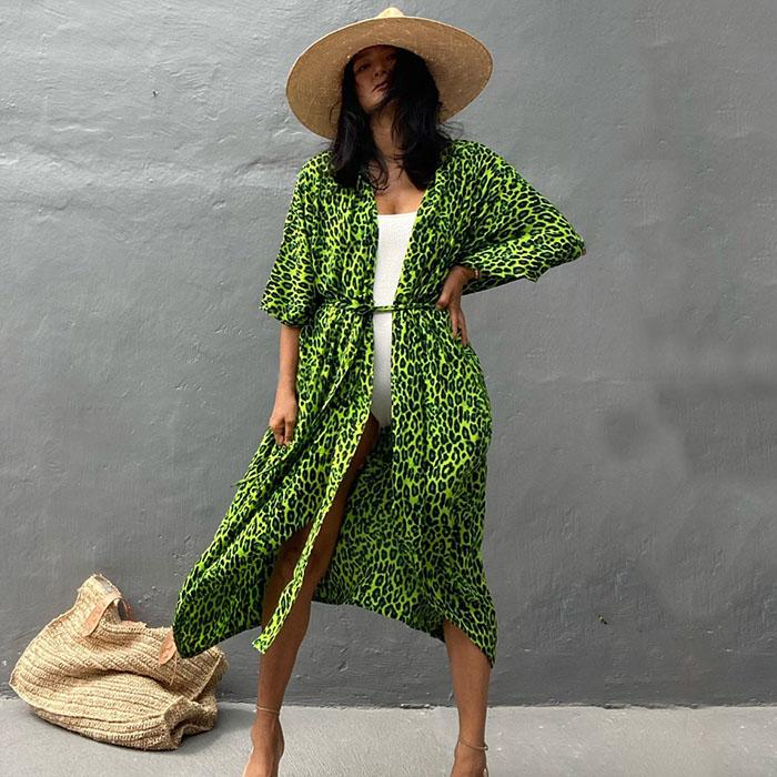 Бикини, женское пляжное кимоно с принтом тай-дай, купальник, накидка, летние платья с поясом и запахом, праздничные купальные костюмы