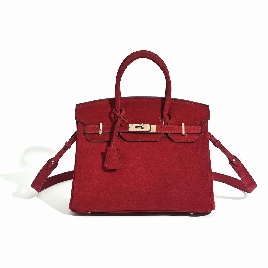 Женская сумка из натуральной кожи, замши, платиновой расцветки, большой вместимости, на плечо и через плечо, Осень/Зима 2025