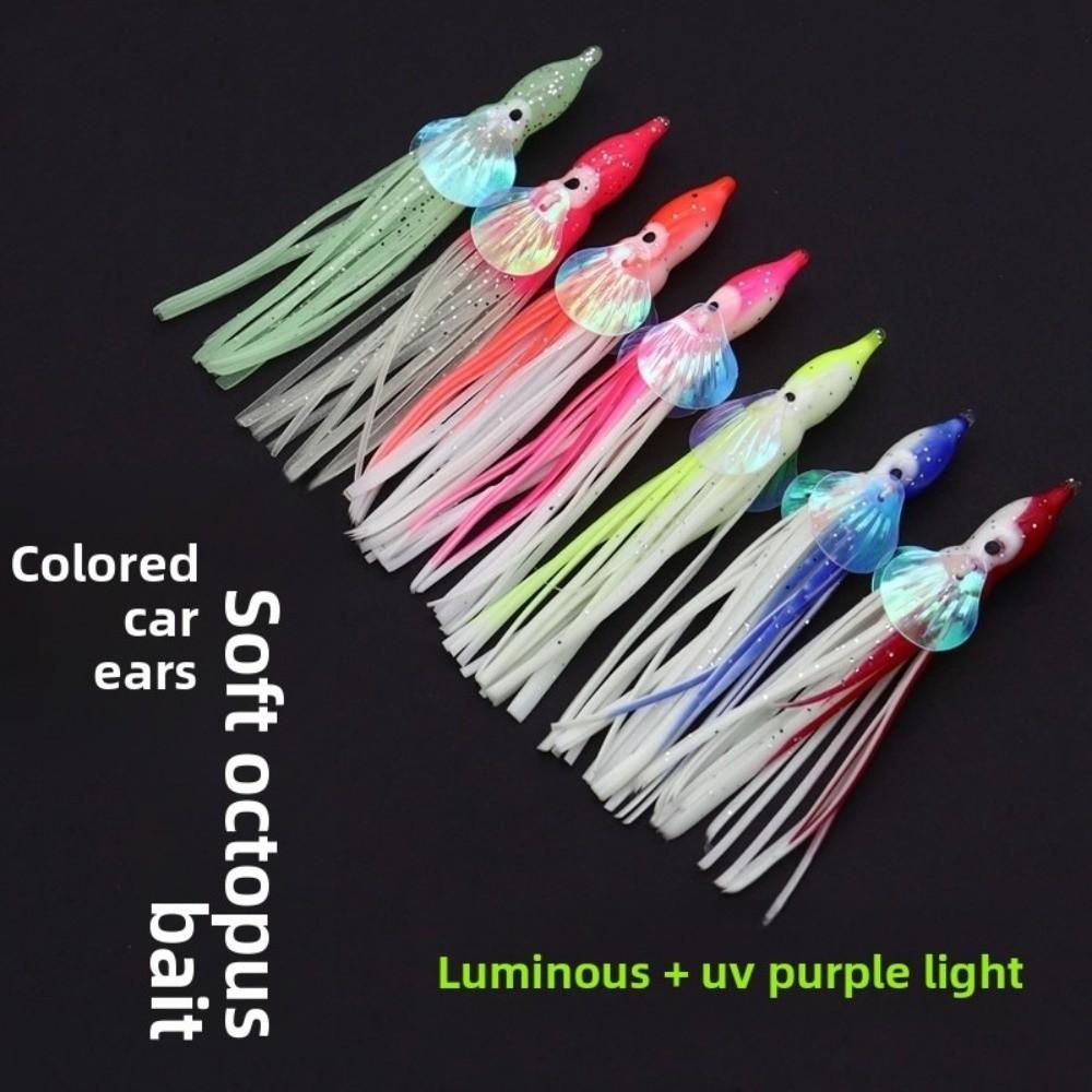 5pcs Glow-in-the-Dark Glow-in-the-Dark Squid Skirt Fishing Lures Soft Rubber 13cm Soft Rubber Octopus Skirts Fishing group