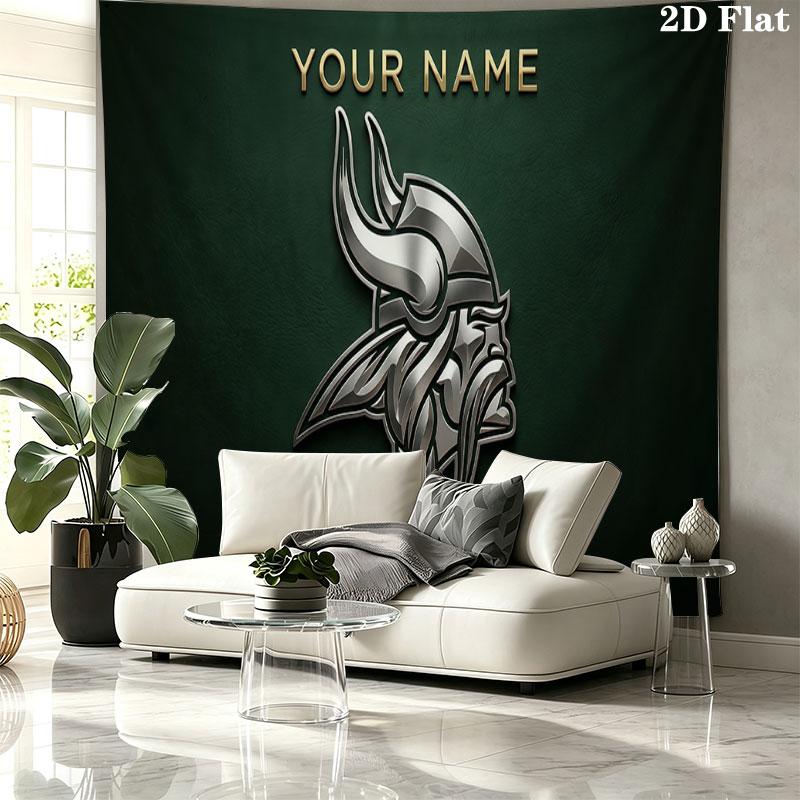 Custom Name,Minnesota Vikings Wall tapestry, aesthetic printed fabric blanket, suitable for bedroom, living room, and home decor.