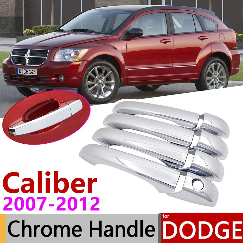 for Dodge Caliber 2007~2012 Luxurious Chrome Exterior Door Handle Cover Car Accessories Stickers Trim Set 2008 2009 2010 2011
