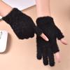 Autumn and Winter Imitation Mink Fur Fingerless Gloves for Men and Women Cycling Plus Velvet Fingerless Warm Gloves Fashionable Student Knitted Gloves