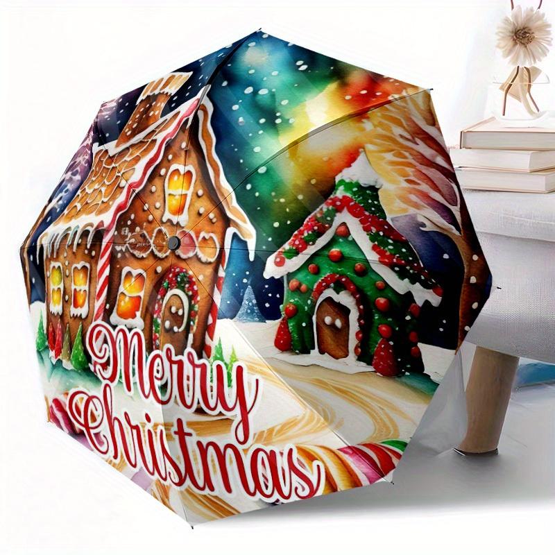 Christmas Decor Automatic Folding Umbrella Compact Lightweight For Outdoor Adventurest47
