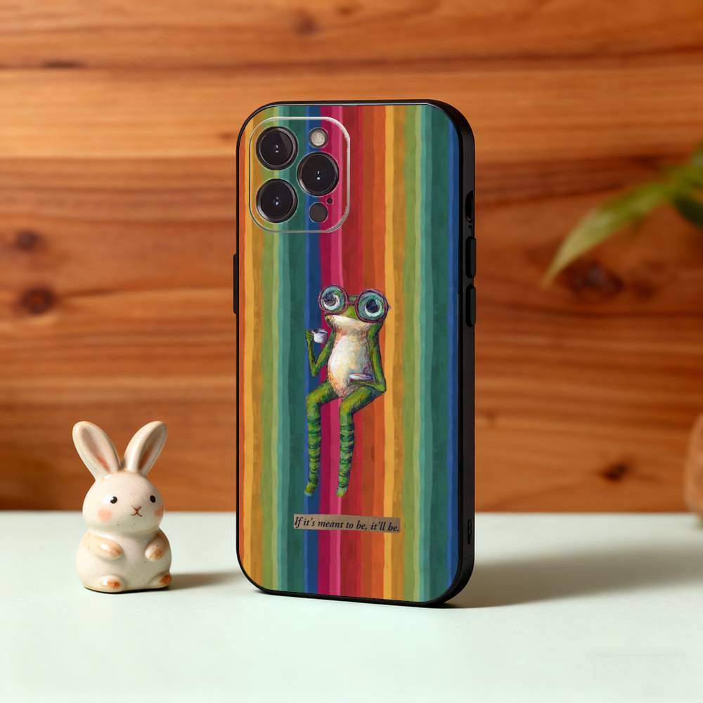 T-The Frog C-Cute Phone Case For iPhone17 16 15 14 13 12 11 Pro Max Plus,5G Soft Black Case