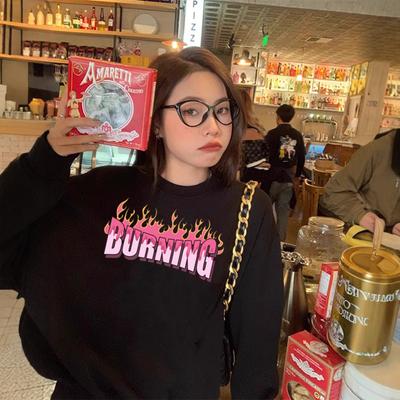 Свободный Повседневный Розовый Свитшот для Женщин на Осень и Зиму Новый Свитшот-Куртка средней длины с Принтом Букв