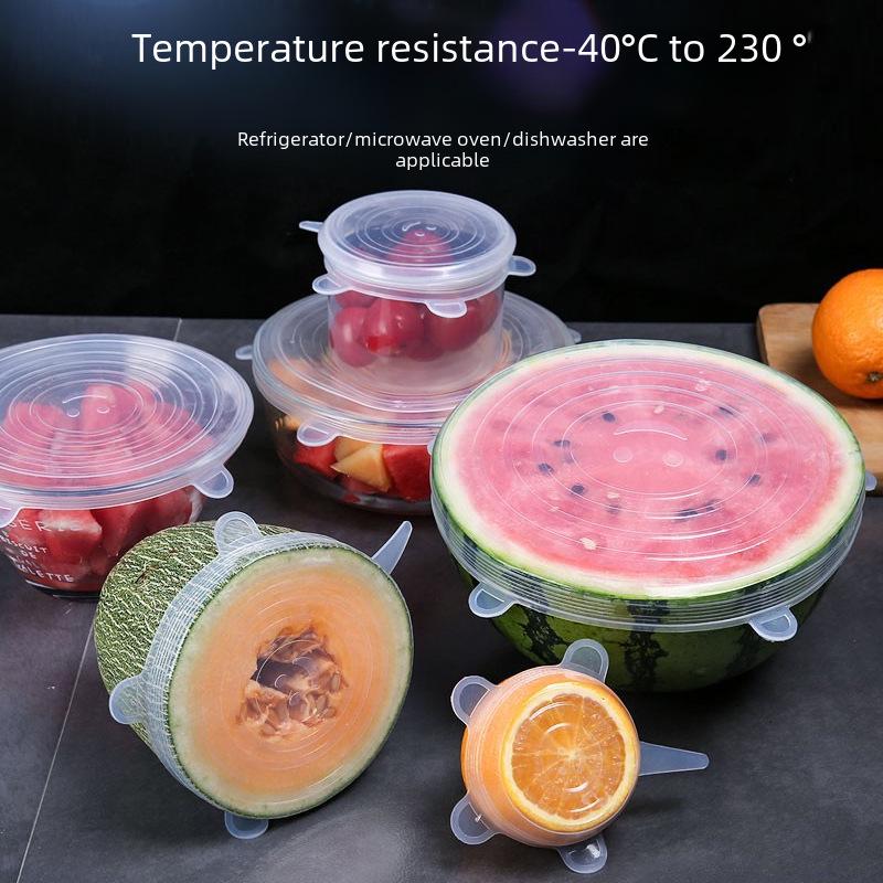 Набор из 6 эластичных силиконовых крышек для мисок: Многофункциональный набор для упаковки и сохранения свежести