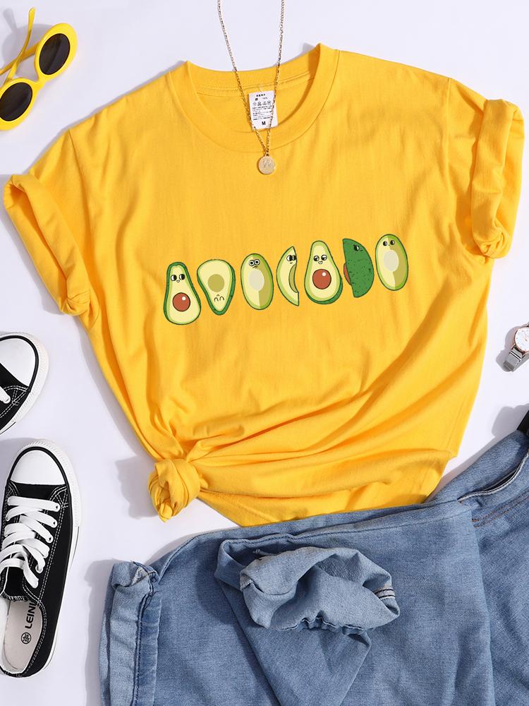 Peeled Avocado Cartoons Printed Womens Tshirts Street Breathable Crop Top Personality Cool Tee Shirt Casual Summer T-Shirt Women