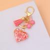 Colorful Hollow Love Heart Keychain Shiny Butterfly Tassel Resin Pendant Key Ring Women Handbag Ornament DIY Accessories Giftt