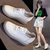 Women's 2024 Spring White Slip-On Cowhide Leather Shoes: Height-Boosting, Soft Sole, Slim Fit, All-Match