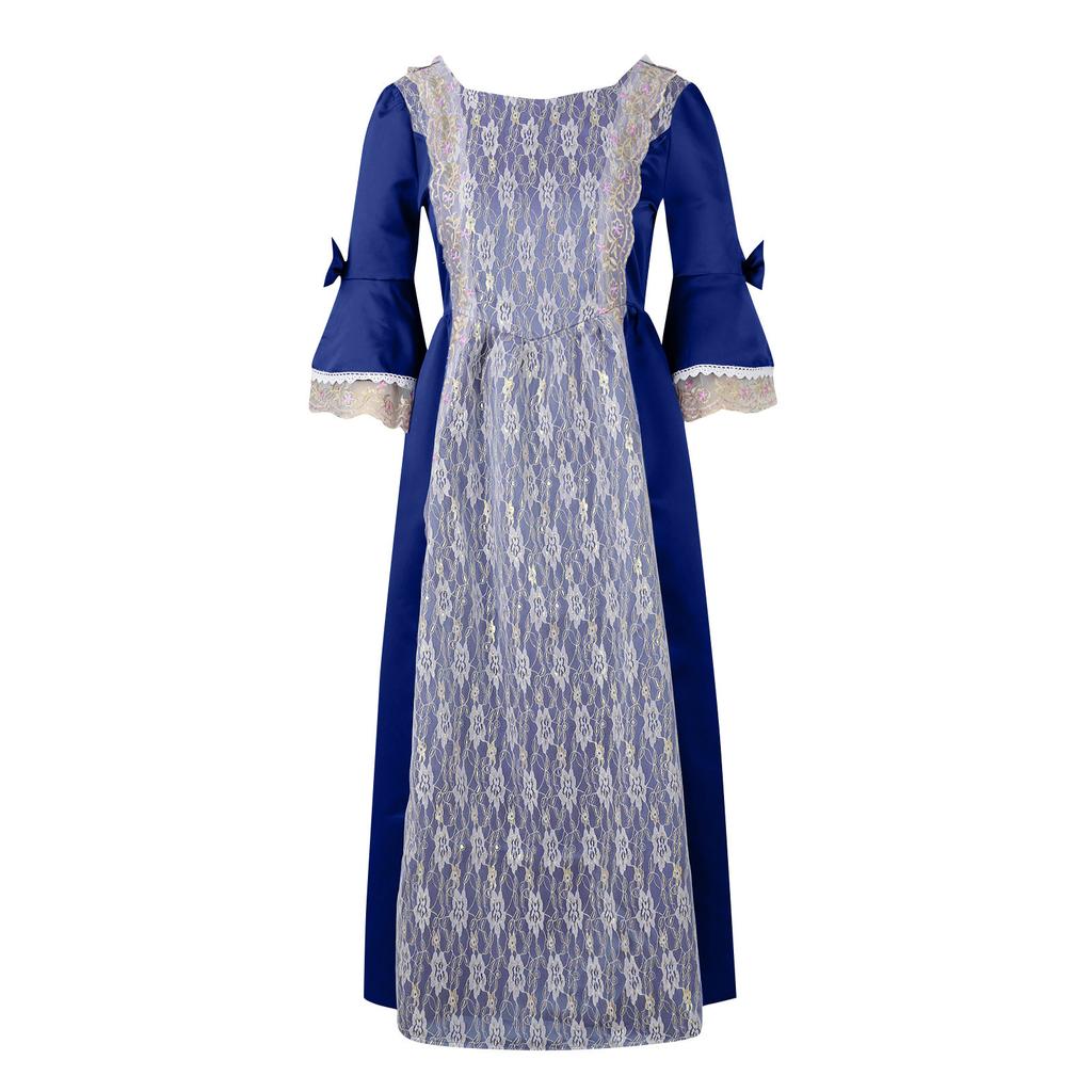 Женская мода Ретро-спектакль Танцевальное представление Кружевное кружевное вечернее платье с расклешенными рукавами