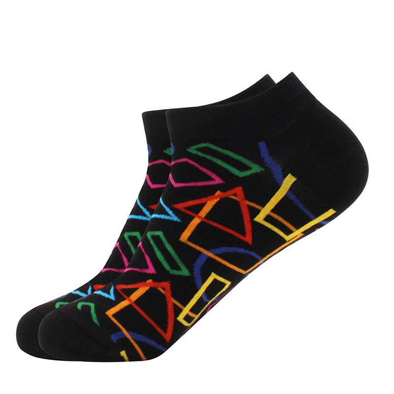 Men's Quality Business Ankle Socks Casual Novelty Graffiti Food Geometric Lattice Colorful Summer Happy Combed Cotton Short Sock