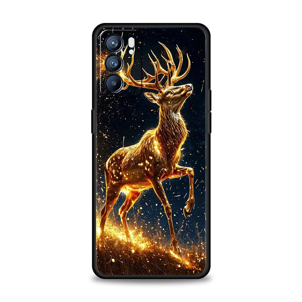 Cartoon Animal Deer Phone Case For Oppo Reno 13 12 11 10 7 F Find X5 X6 A98 A80 A79 A78 A57 A54 A31 A17 Pro 5G Soft TPU Cover