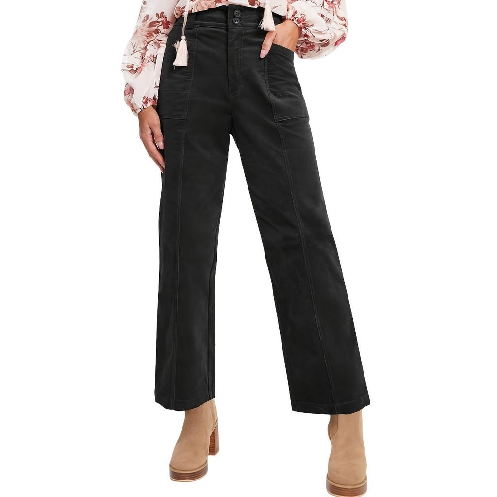 Spring Summer Women's Corduroy Straight Leg Pants, Solid Color Casual Versatile Long Trousers