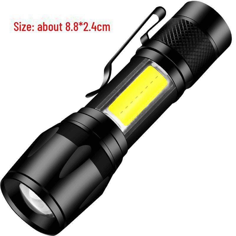 Rechargeable Mini Outdoor Flashlight: Super Bright, Telescopic Focus, Portable, Long-Range Lighting.
