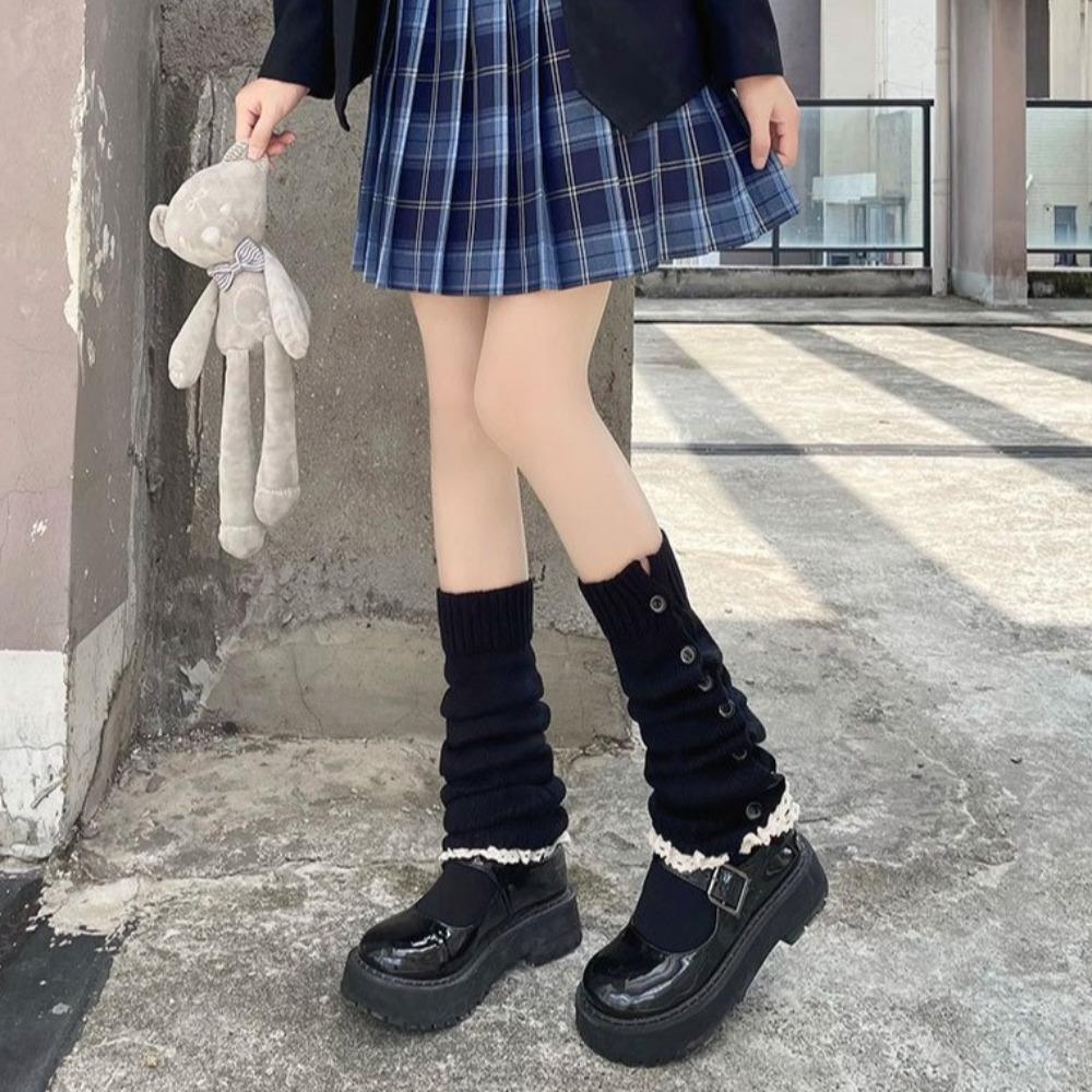 Лолита JK вязаный чехол для ног Harajuku длинные чулки-трубы мода Y2K гетры для девочек