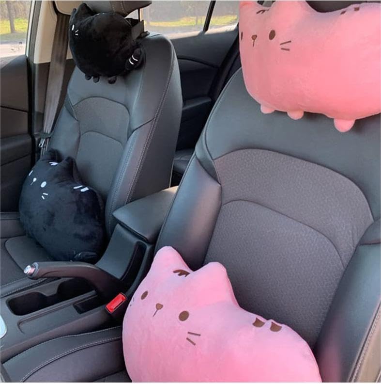 Поясничная подушка YUYAKESHI, Для автомобилей, Поясничная поддержка, Милая, Кошки, Вождение, Автоаксессуары, Кресло, Подушка для спины, Пряжка в комплекте (Серый, Поясничная подушка)