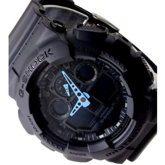 Аналогово-цифровые часы G-SHOCK для мужчин GA-100C-8A Синяя стрелка