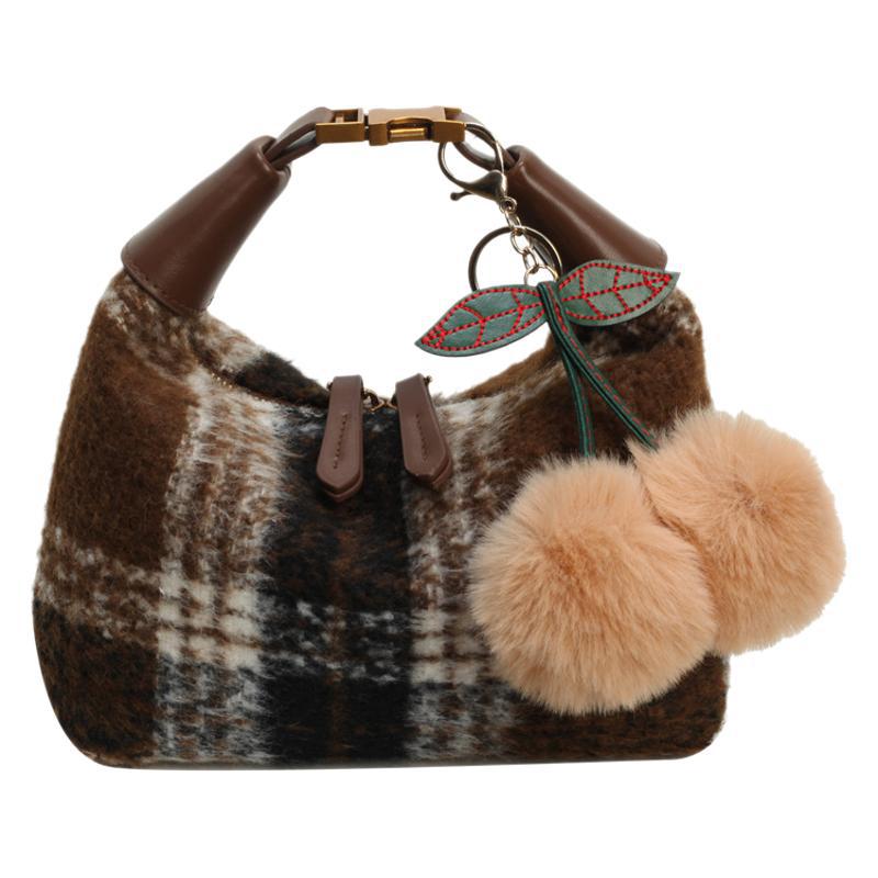 Модная клетчатая сумка женская 2025 новая шерстяная клетка контрастного цвета маленькая квадратная сумка высокого класса на одно плечо сумка-мессенджер