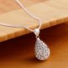 925 Sterling Silver Water Droplet Zircon Pendant Necklace Wedding Charm Jewelry