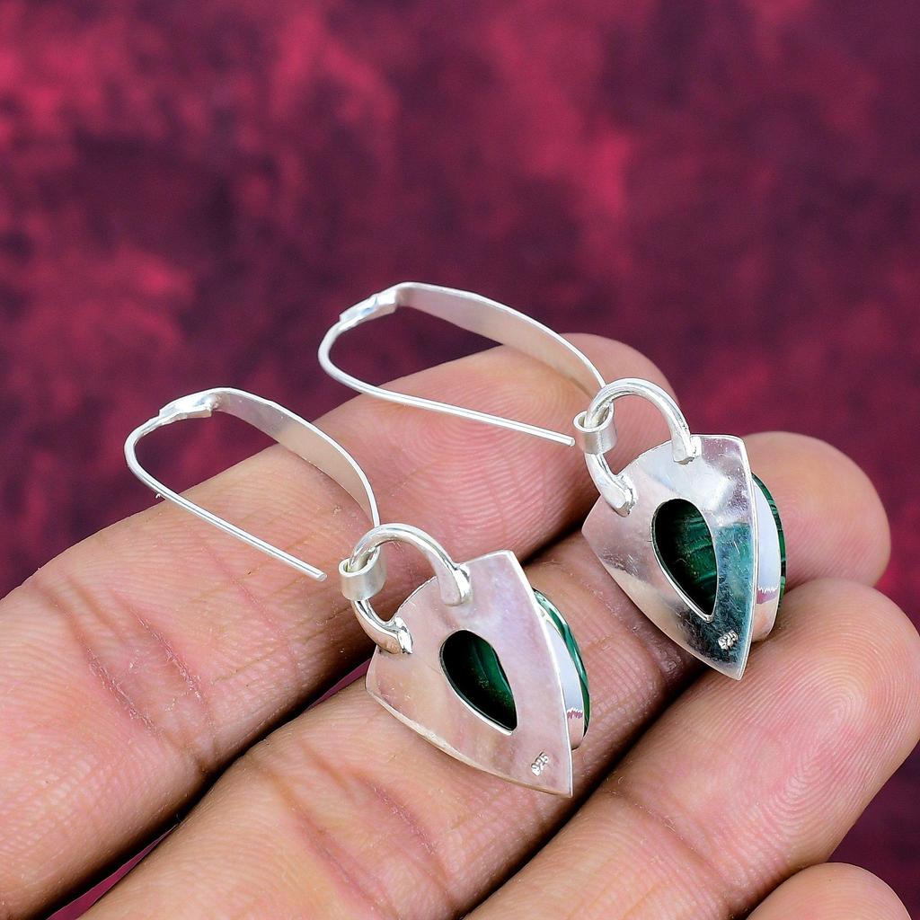 Серьги с малахитом, ювелирные изделия из стерлингового серебра 925 пробы, подарок для женщин, серьги ручной работы, ювелирные изделия с драгоценными камнями