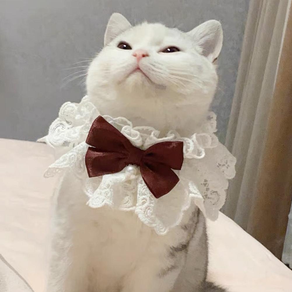 Кружевной бант с жемчужным воротником, шейный платок для кошек и собак, домашние кошки, котенок, собака, щенок, ожерелье нагрудник, галстук, шейный ремень, шарф, аксессуары