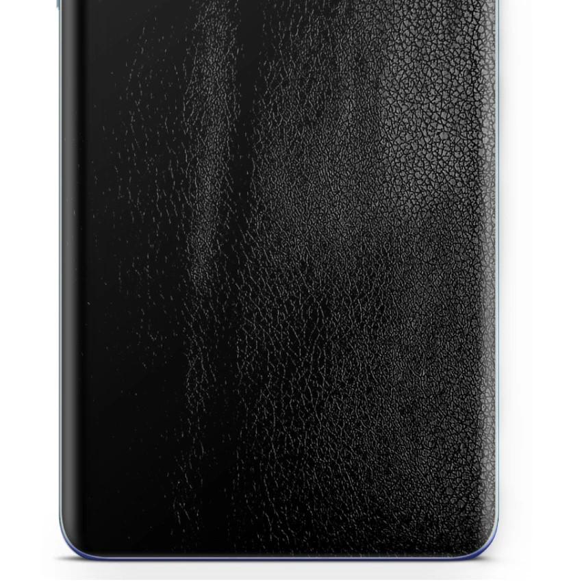 apgo Protective Skin Sticker for the Back Compatible with Realme C21, Wrap Film, Foil, Vinyl - Pattern Black Leather