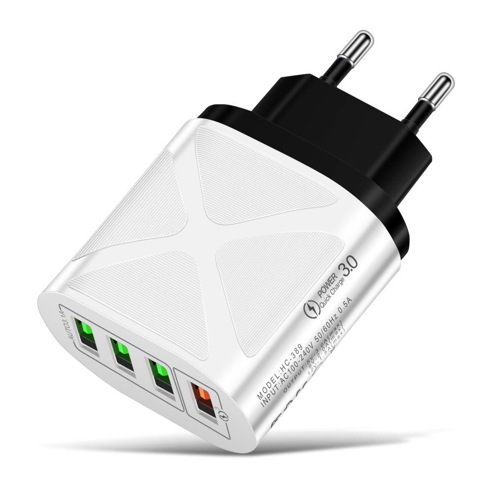 New QC3.0 4-Port Fast Charger: 5V/9V/12V European, American, British & Australian Standard