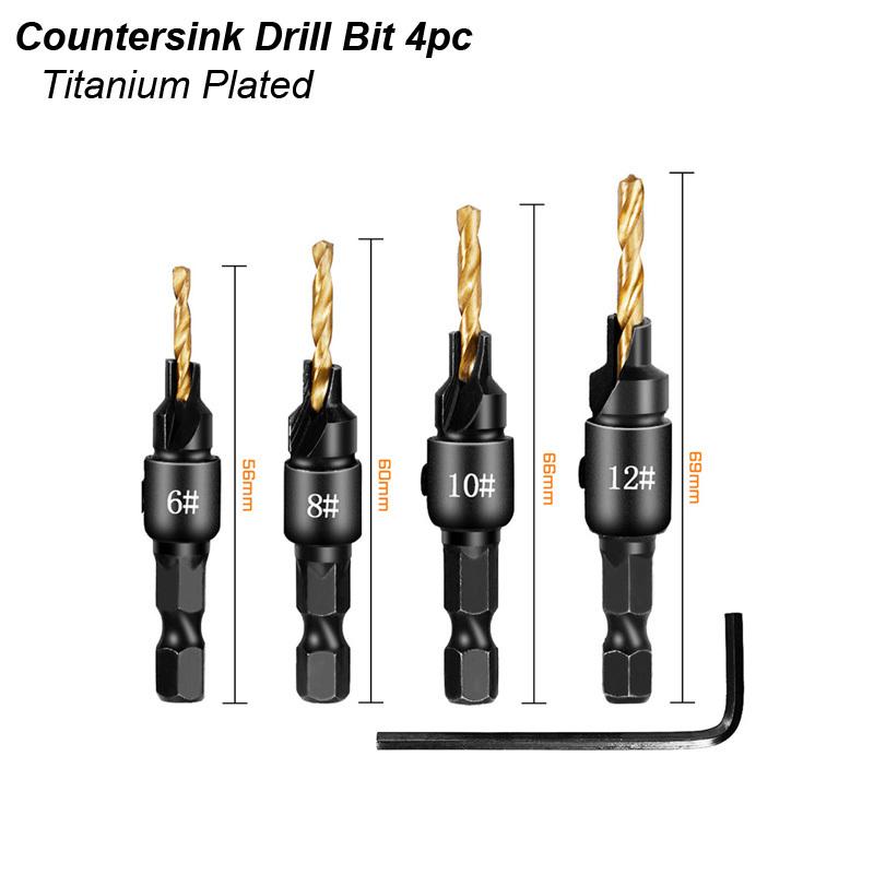 Conical Drill Bit Countersink Woodwork Pilot Holes HSS Universal Counterbore Cutter Screw Aluminum Plastic Carpentry Pilot Hole