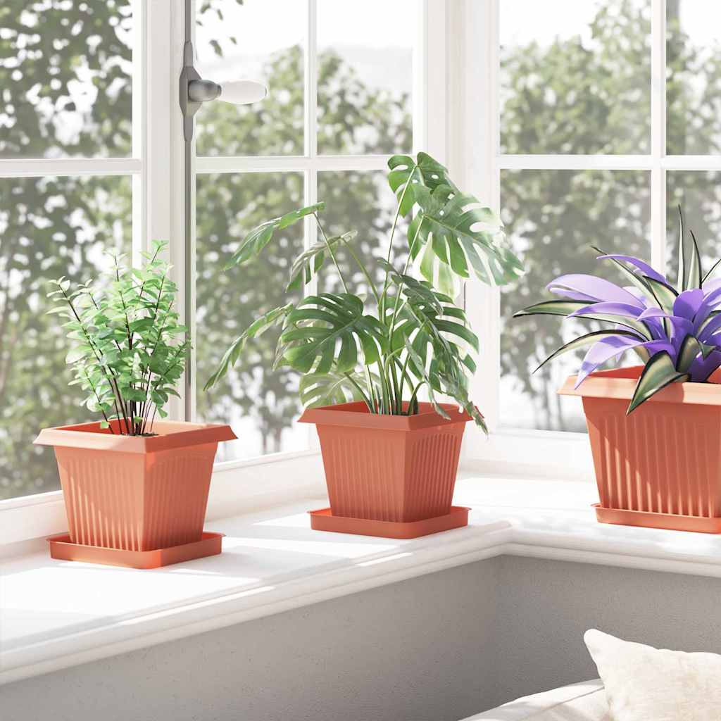 Square Flower Pot 24 pcs Terracotta Red 16 x 16 x 14 cm
