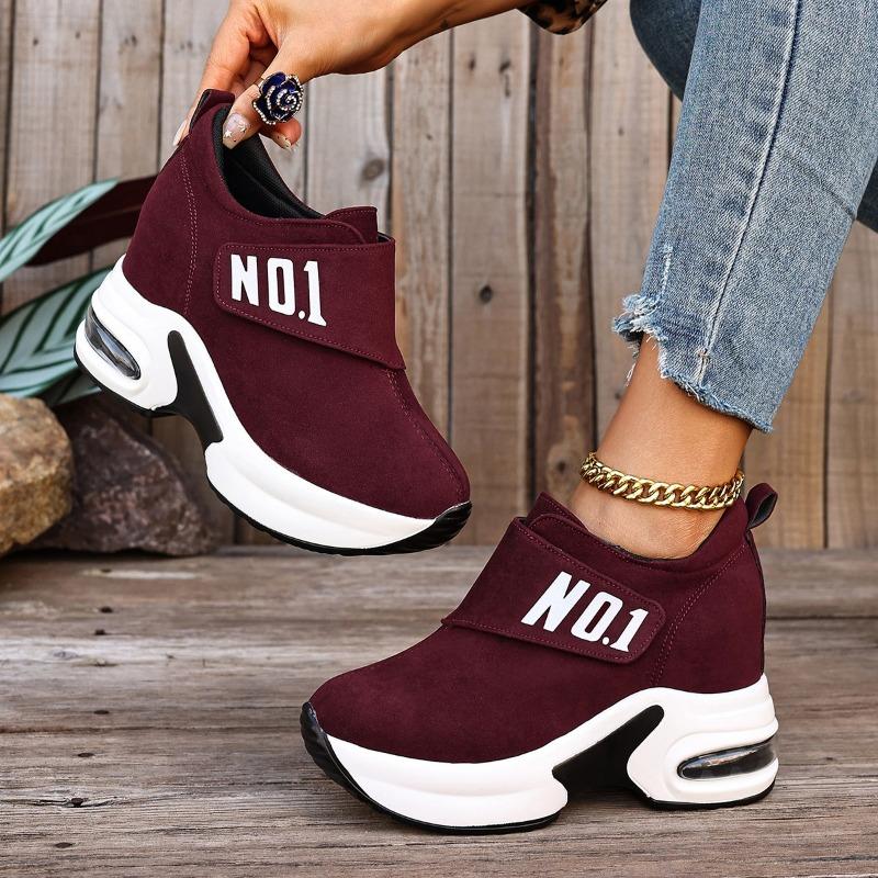 Alphabet Plus Size Wedge Sneakers 2025 Fall New Velcro Platform Casual Shoes